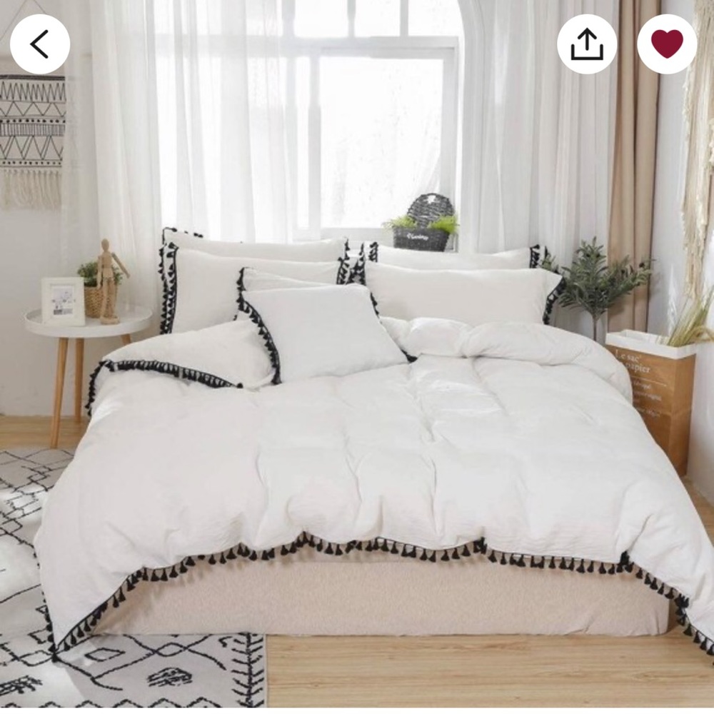 Boho Tassel Duvet Cover, Sham, and Square Decorative Pillow Case